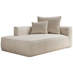 Vente - unique - méridienne gauche en velours côtelé grosses côtes beige pineta Vente - unique - méridienne gauche en velours côtelé grosses côtes beige pineta