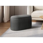 Deco in paris - banquette avec coffre de rangement en velours gris mery