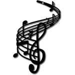 M�tal mur art note de musique d�cor 3d notation art cl� de sol noir sculpture suspendue pour no�l halloween ...