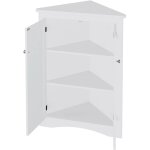 Meuble d'angle blanc pour salle de bain ? meuble triangulaire autoportant � 2 portes et 3 �tag�res, panneau ...