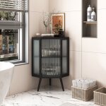 Meuble d'angle moderne avec une porte en verre tremp, meuble de salle de bain, meuble d'appoint pour ...