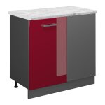 Vicco - meuble d'angle r - line, rouge bordeaux haute brillance, 86 cm pt marbre