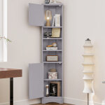 Redom meuble d'angle salle de bain 37x24. 5x170cm gain de place mdf resistant a l humidite gris