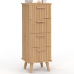 Meuble d'appoint 4 tiroirs juliette 30 cm chiffonnier lattes tasseau bois coloris chne