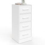 Meuble d'appoint 4 tiroirs uppah 30 cm chiffonnier, meuble de rangement bois blanc