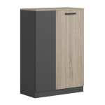 Miroytengo - buffet de bureau nibis 2 portes de style industriel en ch�ne sonoma et gris anthracite 80 ...