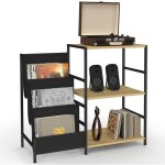 Meuble d'appoint, rangement avec étagères, supports vinyles et platine nevil design industriel Meuble d'appoint, rangement avec étagères, supports vinyles et platine nevil design industriel