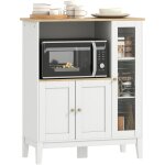 Meuble armoire micro - ondes pour cuisine avec 1 niche, 3 portes passe - c�bles 80 x 35 x 97 cm blanc ...