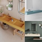 Meuble bain / plan de toilette avec vasque int�gr�e program color