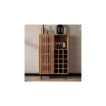 Meuble bar 1 porte coulissante en acacia et métal - marick Meuble bar 1 porte coulissante en acacia et métal - marick