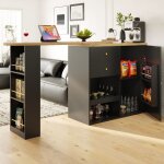 Meuble bar 105 cm, buffet, meuble bar escamotable et pivotant à 360° avec 2 tiroirs et 3 étagères ouvertes, ... Meuble bar 105 cm, buffet, meuble bar escamotable et pivotant à 360° avec 2 tiroirs et 3 étagères ouvertes, ...