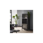 M&s - meuble bar 2 portes 55x40x135 cm en métal gris foncé et verre - steel M&s - meuble bar 2 portes 55x40x135 cm en métal gris foncé et verre - steel