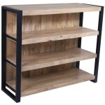 Meuble de bar avec 3 étagères en bois de manguier et métal - naturel et noir - harlem ii Meuble de bar avec 3 étagères en bois de manguier et métal - naturel et noir - harlem ii