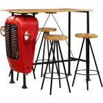 Meuble de bar 5 pcs bois massif de manguier 120x60x107 cm vidaxl