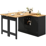Meuble de bar de cuisine extensible - 180x79. 5x71. 5cm - rotation � 360� - grande table - 2 tiroirs ...