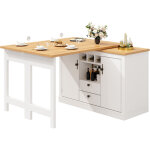 Meuble de bar de cuisine extensible - et rotation � 360� - grande table - 180x79. 5x71. 5cm - 2 tiroirs ...