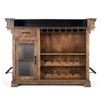 Giner y colomer - meuble bar marron en manguier granit et mtal 150cm