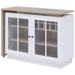 Vente - unique - meuble de bar pivotant avec rangements - blanc et naturel - arameta