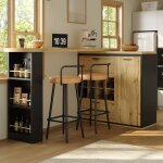 Meuble bar avec table de bar extensible, �lot de cuisine, buffet, 138 / 220x39x 105 cm, 2 tiroirs, porte ...