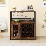 Meuble bar meuble � vin autonome avec casier � vin porte - verres rangement buffet bar caf� industriel ...