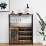 Meuble de bar � vin, buffet industriel avec porte - bouteilles et porte - verres � vin , meuble de rangement ...