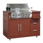 Meuble barbecue gaz 4 br�leurs et r�tissoire cuisine ext�rieure brique