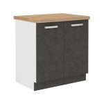 Meuble bas 2 portes battantes avec plan de travail - gris mat - l 80 x p 51, 6 x h 82 cm - lassen Meuble bas 2 portes battantes avec plan de travail - gris mat - l 80 x p 51, 6 x h 82 cm - lassen