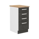 Meuble bas 4 tiroirs avec plan de travail - gris mat - l 40 x p 51, 6 x h 85 cm - lassen Meuble bas 4 tiroirs avec plan de travail - gris mat - l 40 x p 51, 6 x h 85 cm - lassen