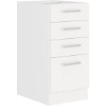 Meuble bas atlas 4 tiroirs - dcor blanc - l40 x p52 x h82 - plan de travail non inclus