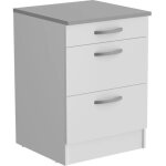 Meuble bas blanc 3 tiroirs + plan 60 x 60 x hauteur 86 cm - youdoit Meuble bas blanc 3 tiroirs + plan 60 x 60 x hauteur 86 cm - youdoit