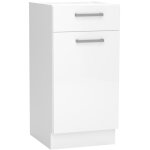 Meuble bas de cuisine avec 1 porte et 1 tiroir coloris blanc - longueur 40 x profondeur 44, 60 x hauteur ...