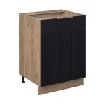 Meuble bas de cuisine fame - line, noir ray�, 60 cm sans plan de travail, vicco