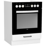 Meuble bas de cuisine pour four avec 1 tiroir coloris blanc - longueur 60 x profondeur 51 x hauteur 82 ...