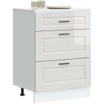 Vidaxl ? meuble bas de cuisine porto en bois d'ing�nierie blanc brillant ? dimensions 60x46x81, 5 cm ...