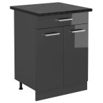 Meuble bas de cuisine r - line, anthracite haute brillance, 60cm, pt anthracite vicco