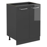 Meuble bas de cuisine r - line, anthracite haute brillance, 60cm sans pt vicco