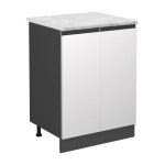 Meuble bas de cuisine r - line, blanc, 60 cm pt marbre, vicco