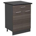 Meuble bas de cuisine r - line, gris noble, 60cm, pt anthracite, vicco