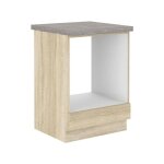 Meuble bas pour four encastrable avec plan de travail - dcor chene sonoma - l 60 x p 51, 6 x h 85 cm ...