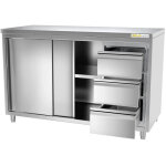 Meuble bas inox 2000x600 mm avec 3 tiroirs � droite premium - goldinox