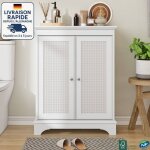 Modfu - meuble bas de salle de bain - armoire de salle de bain avec 2 portes - support de rangement r�glable ...