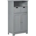 Kleankin - meuble bas de salle de bain multi - rangements grande niche 2 tiroirs placard double porte ...