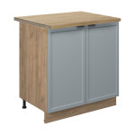 Meuble bas sous - �vier fame - line, bleu clair - gris, 80 cm avec �tag�re, pt ch�ne vicco