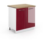 Meuble bas sous - évier fame - line, rouge bordeaux haute brillance, 80 cm, pt chêne vicco Meuble bas sous - évier fame - line, rouge bordeaux haute brillance, 80 cm, pt chêne vicco