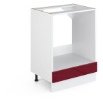 Meuble bas universel r - line, rouge bordeaux haute brillance, 60 cm avec grande niche, sans plan de ...