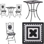 Ensemble de bistro 3 pcs mosaïque carreau céramique noir blanc - ensemble de bistro - salon de jardin ... Ensemble de bistro 3 pcs mosaïque carreau céramique noir blanc - ensemble de bistro - salon de jardin ...