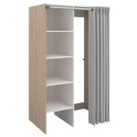 Meuble de buanderie avec rideau pour double machine  laver - naturel clair - l111 x h184 cm - jazano ...