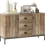 Meuble buffet de rangement 2 placards �tag�re r�glable 3 tiroirs style contemporain - dim. 120l x 39, ...