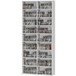 Meuble cd dvd blu - ray modulable blanc, rangement jusqu?� 640 cds, 78, 5x24x175 cm