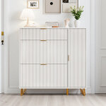 Meuble � chaussures 110x24x120, armoire basculante avec porte � persiennes, meuble avec 2 abattants, ...